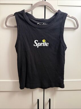 Logo Black Ribbed Tank Top -